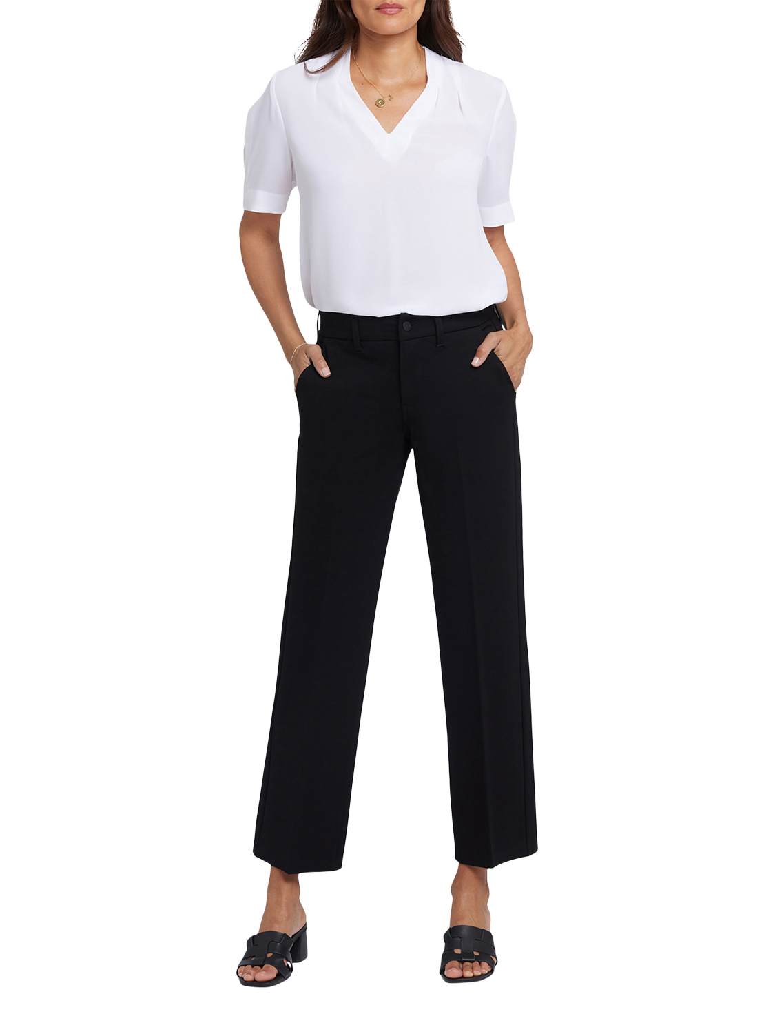 Product image 1 of 6, which shows NYDJ Straight Trousers, Black, 4
