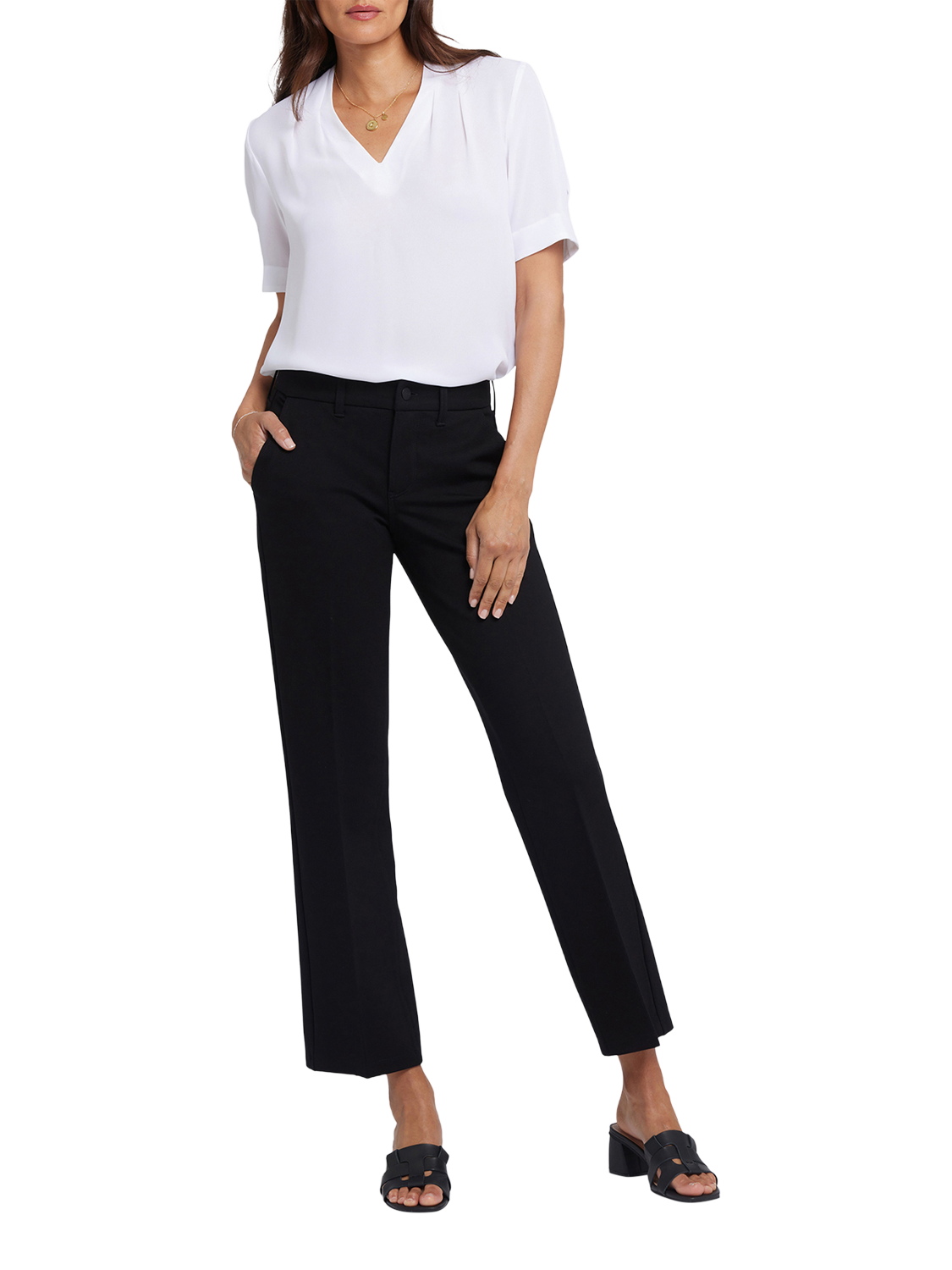 Product image 4 of 6, which shows NYDJ Straight Trousers, Black, 4
