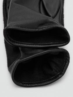 Mango Beth Textured Leather Gloves, Black - view 2, Black