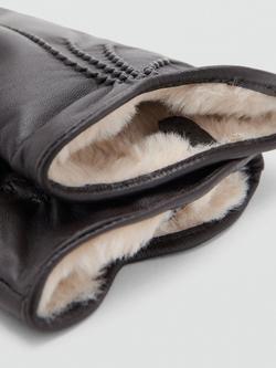 Mango Hiedra Leather Gloves, Dark Brown - view 2, Dark Brown