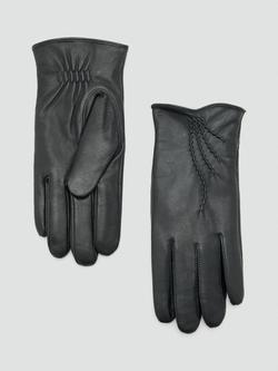 Mango Hiedra Faux Fur Lined Pure Leather Gloves, Black, Black