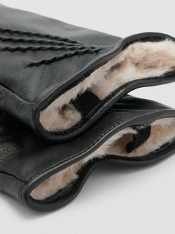 Mango Hiedra Faux Fur Lined Pure Leather Gloves, Black - view 2, Black
