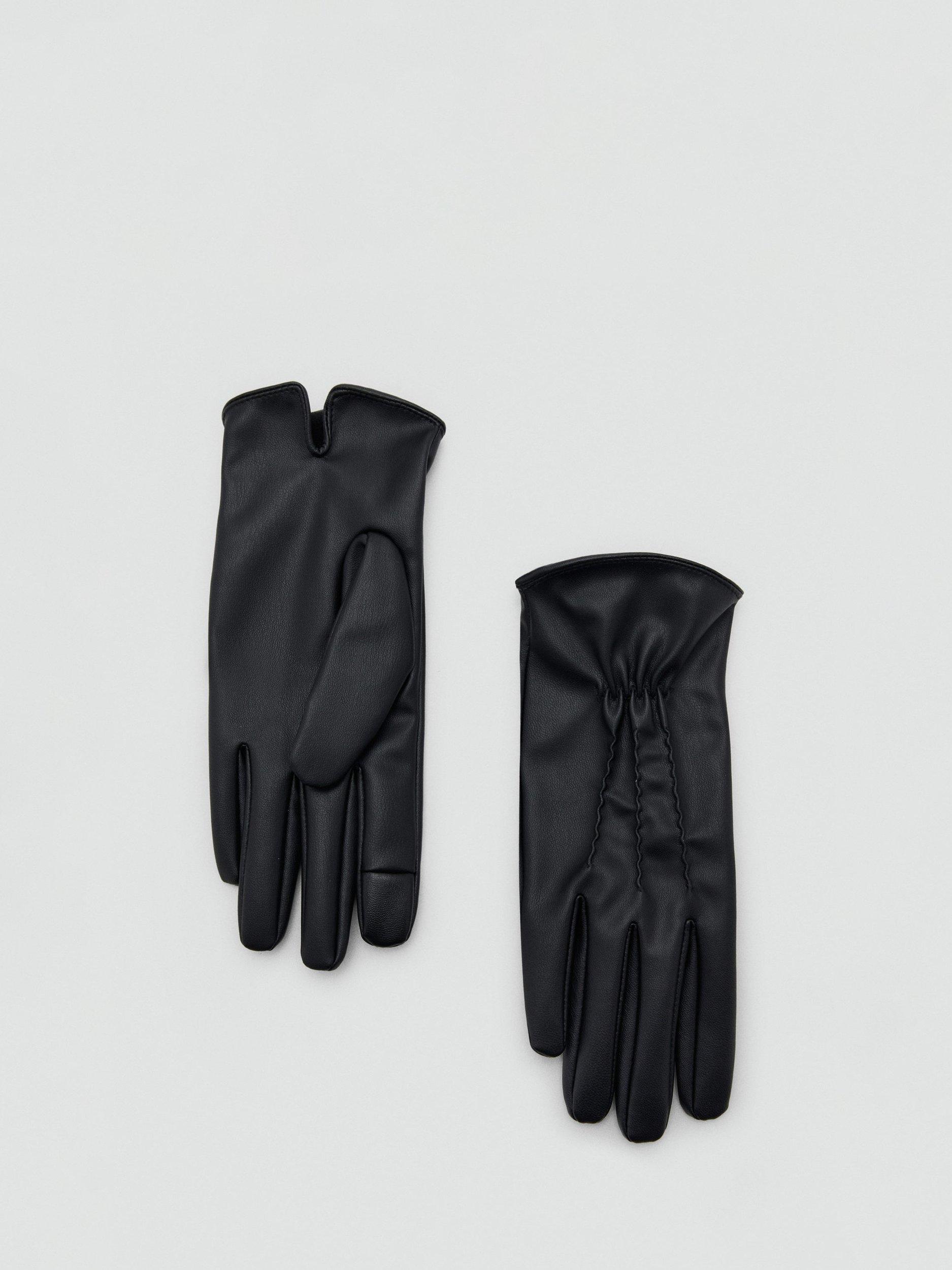 Product image 1 of 2, which shows Mango Tlma Faux Leather Gloves, Black, M