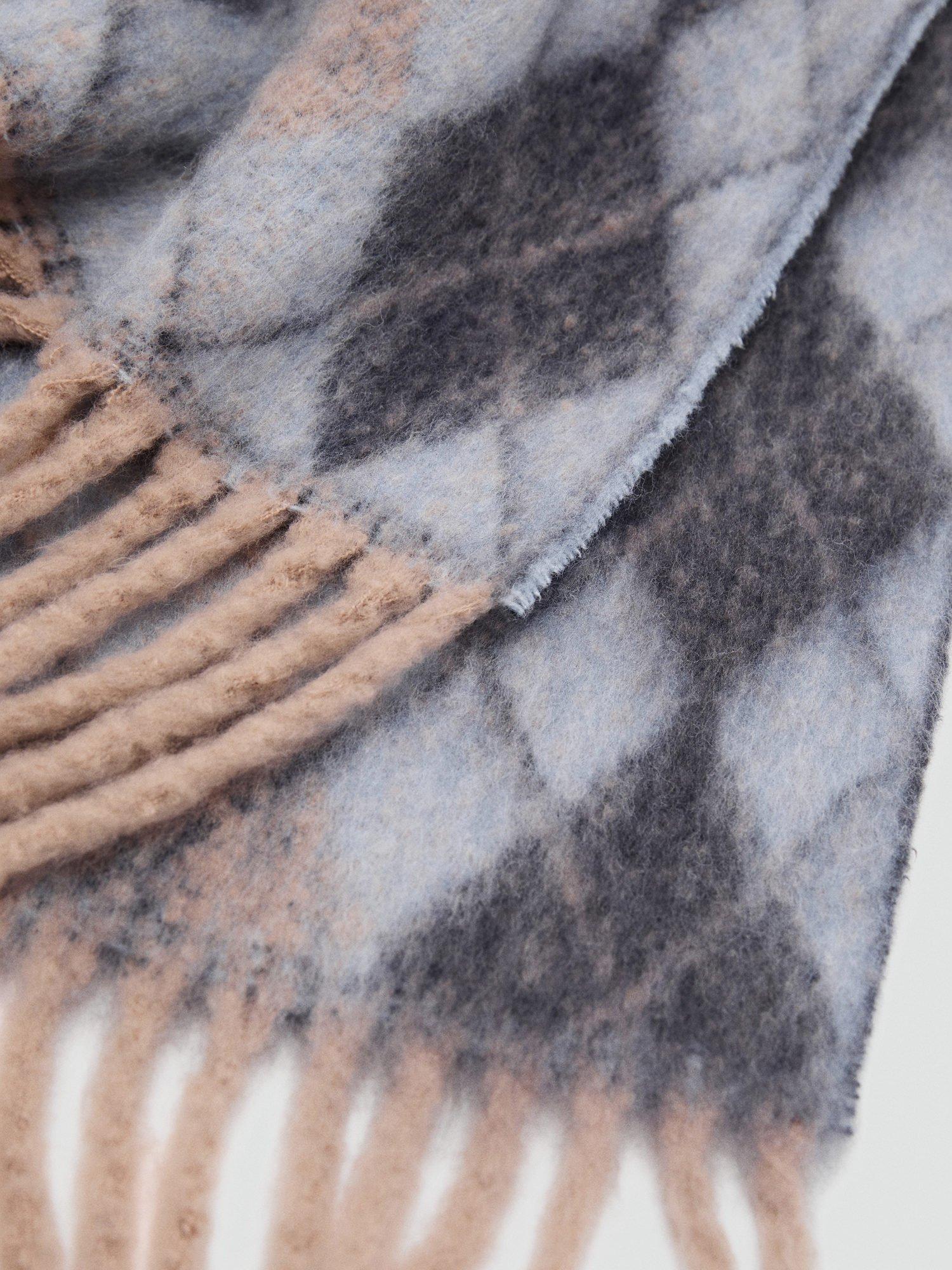 Product image 2 of 2, which shows Mango Argyle Diamond Fringed Scarf, Blue, One Size