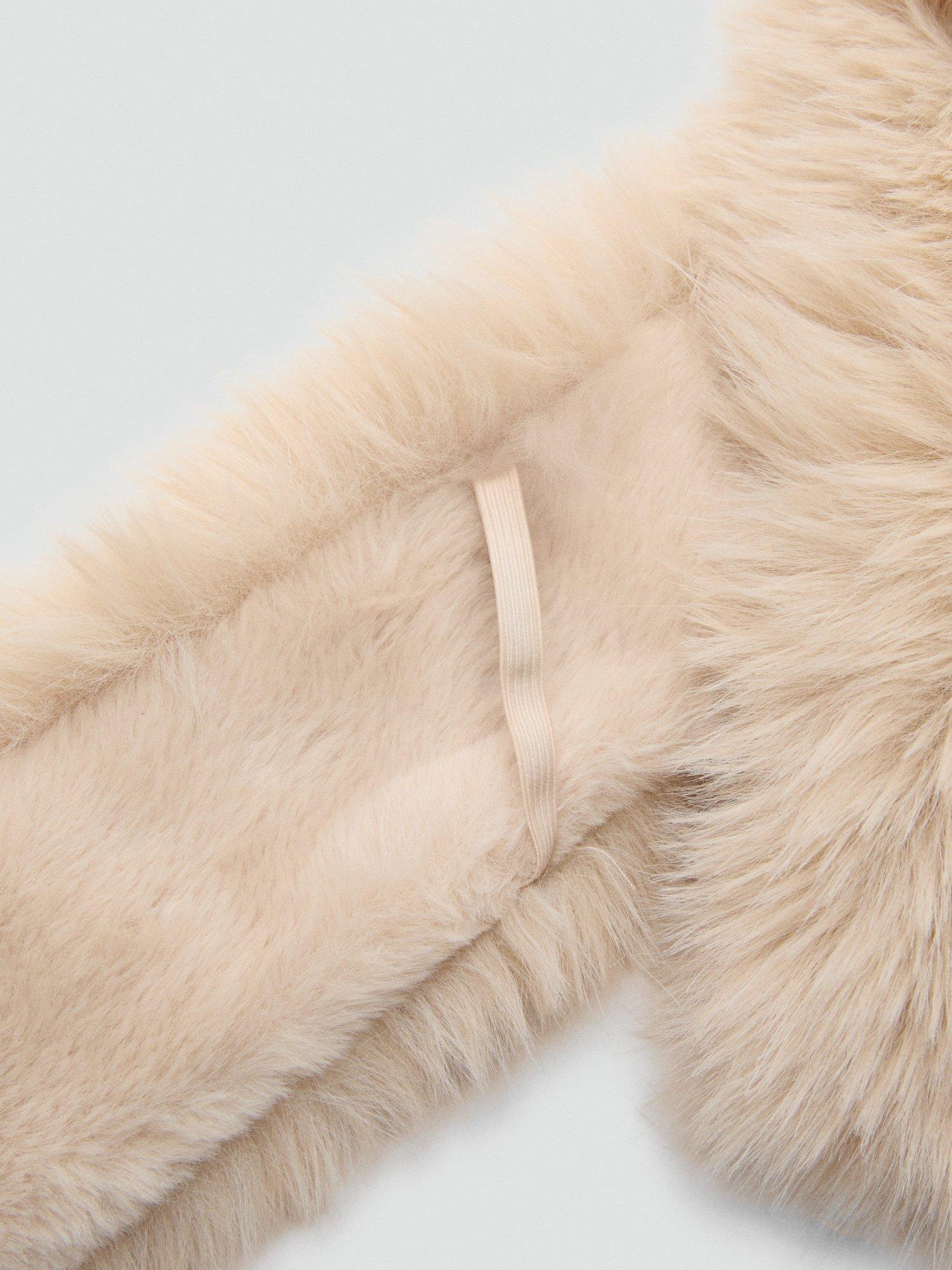 Product image 2 of 3, which shows Mango Faux Fur Scarf, Light Beige, One Size