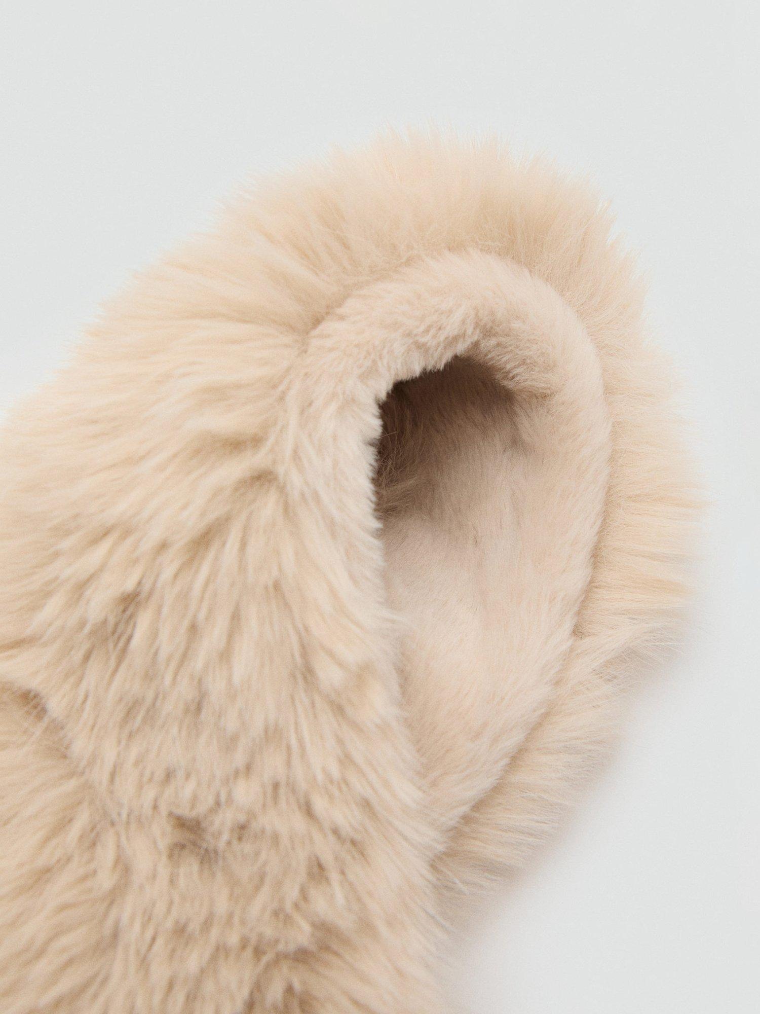 Product image 3 of 3, which shows Mango Faux Fur Scarf, Light Beige, One Size