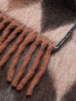 Mango Argyle Diamond Fringed Scarf, Brown - view 2, Brown