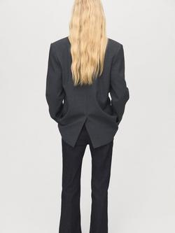 Mango Mila Single Breasted Check Blazer, Grey - view 2, Grey