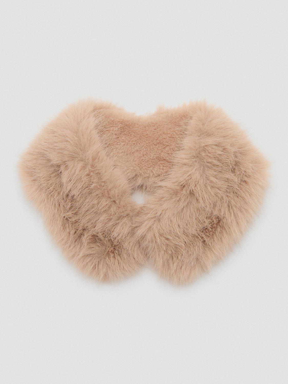 Product image 1 of 3, which shows Mango Collard Faux Fur Scarf, Light Beige, One Size