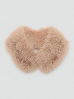 Mango Collard Faux Fur Scarf, Light Beige