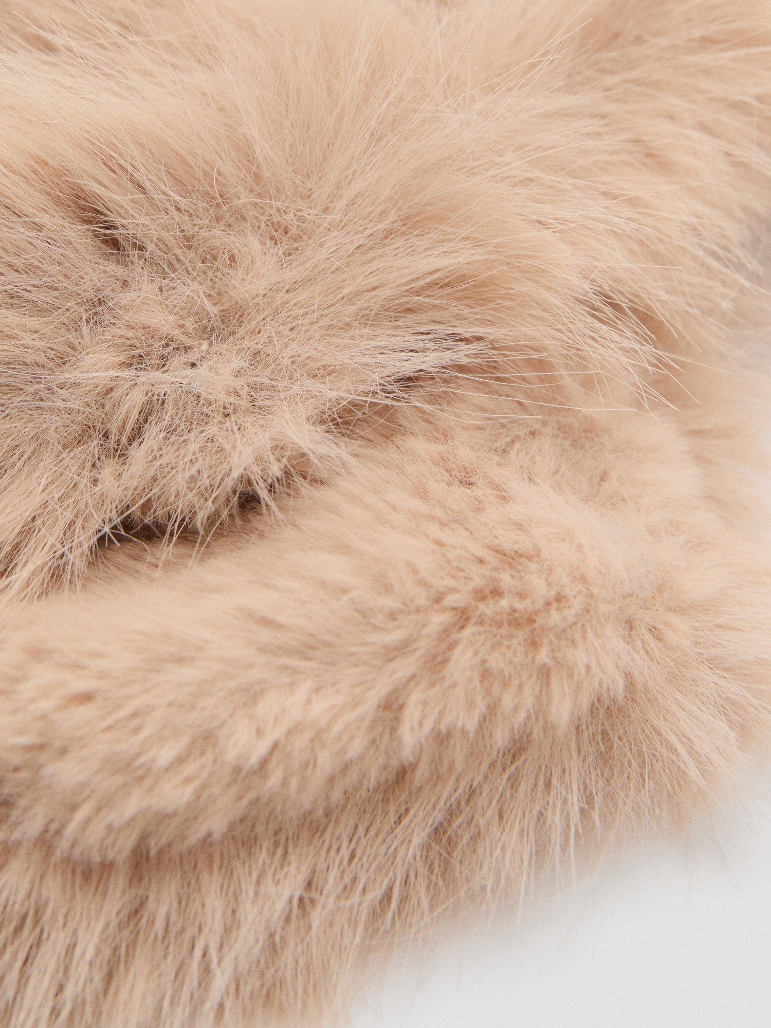 Product image 2 of 3, which shows Mango Collard Faux Fur Scarf, Light Beige, One Size
