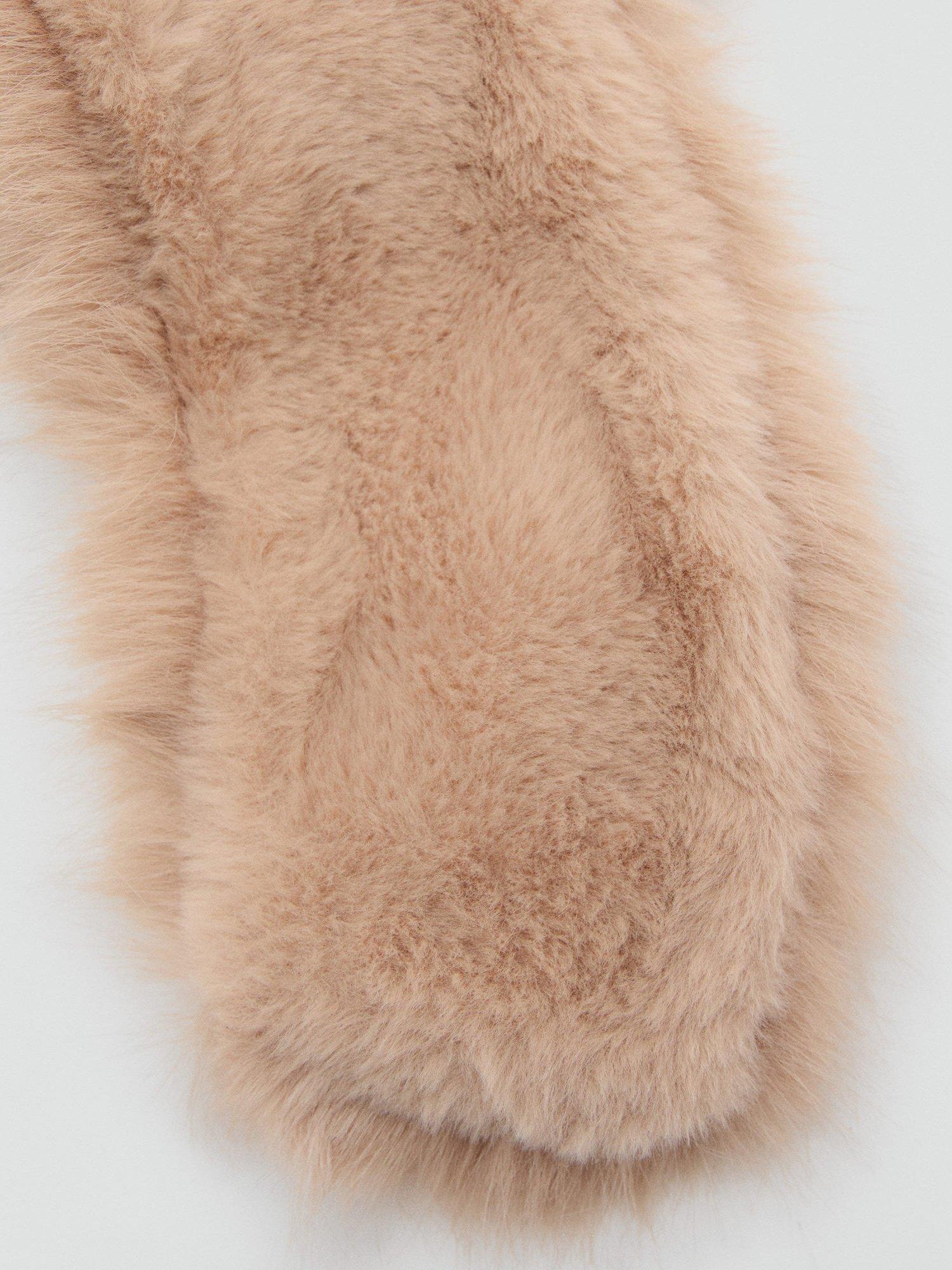 Product image 3 of 3, which shows Mango Collard Faux Fur Scarf, Light Beige, One Size