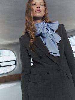 Mango Teriyaki Check Double Breasted Jacket, Grey, Grey