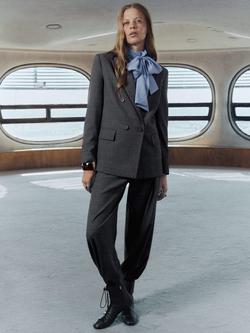 Mango Teriyaki Check Double Breasted Jacket, Grey - view 2, Grey