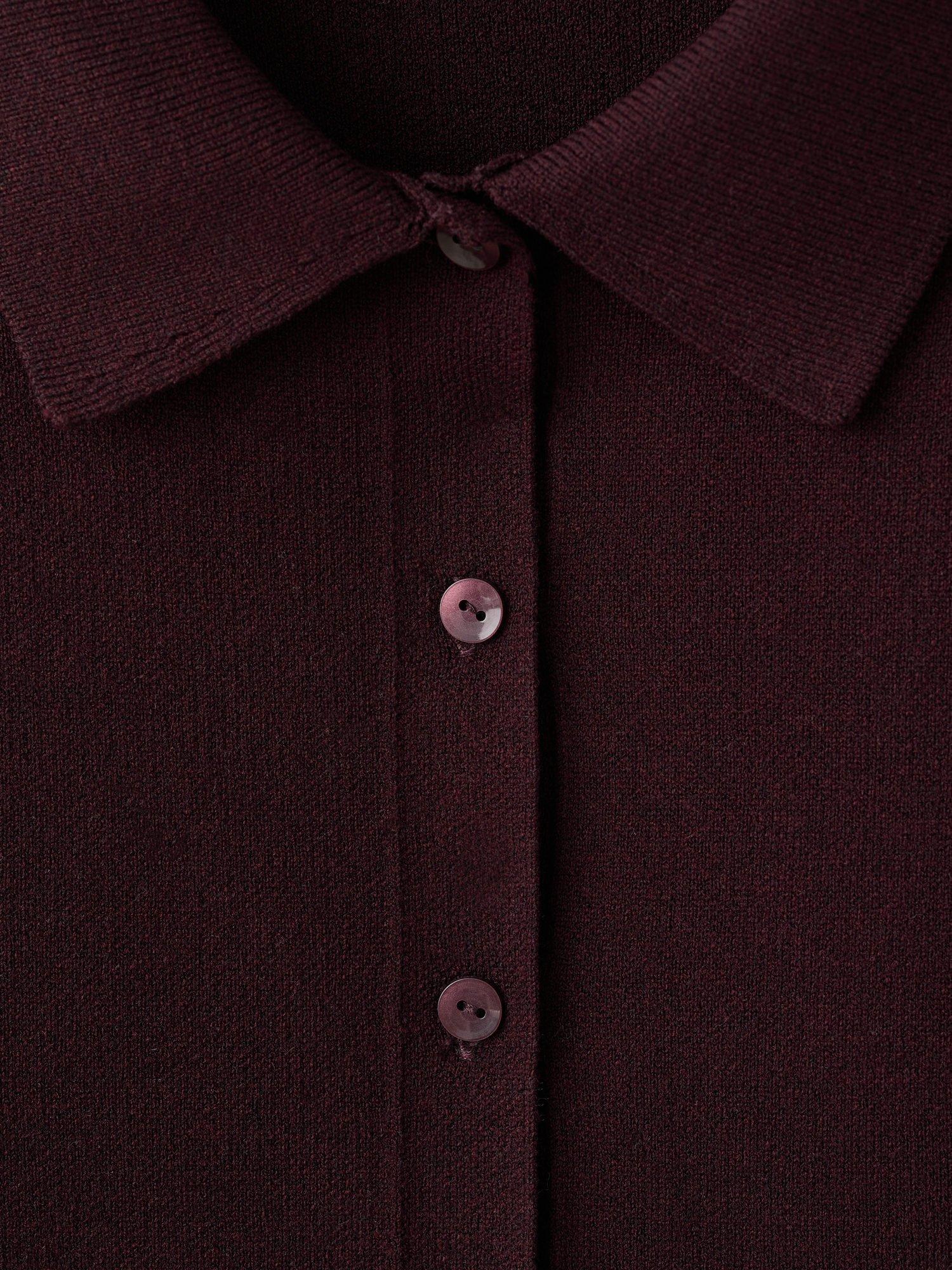 Product image 8 of 8, which shows Mango Albert Fine Knit Cardigan, Dark Red, S