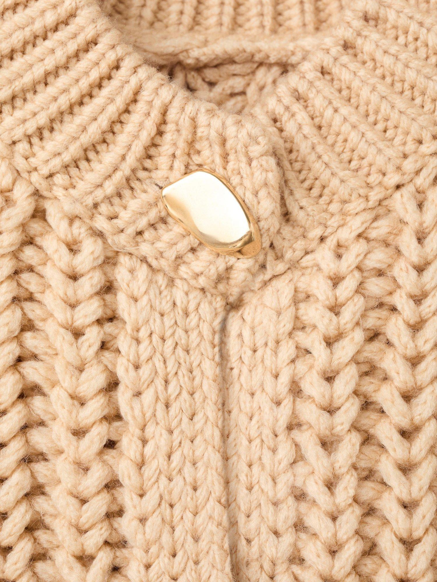 Product image 6 of 6, which shows Mango Farina Jewel Button Cardigan, Light Beige, L