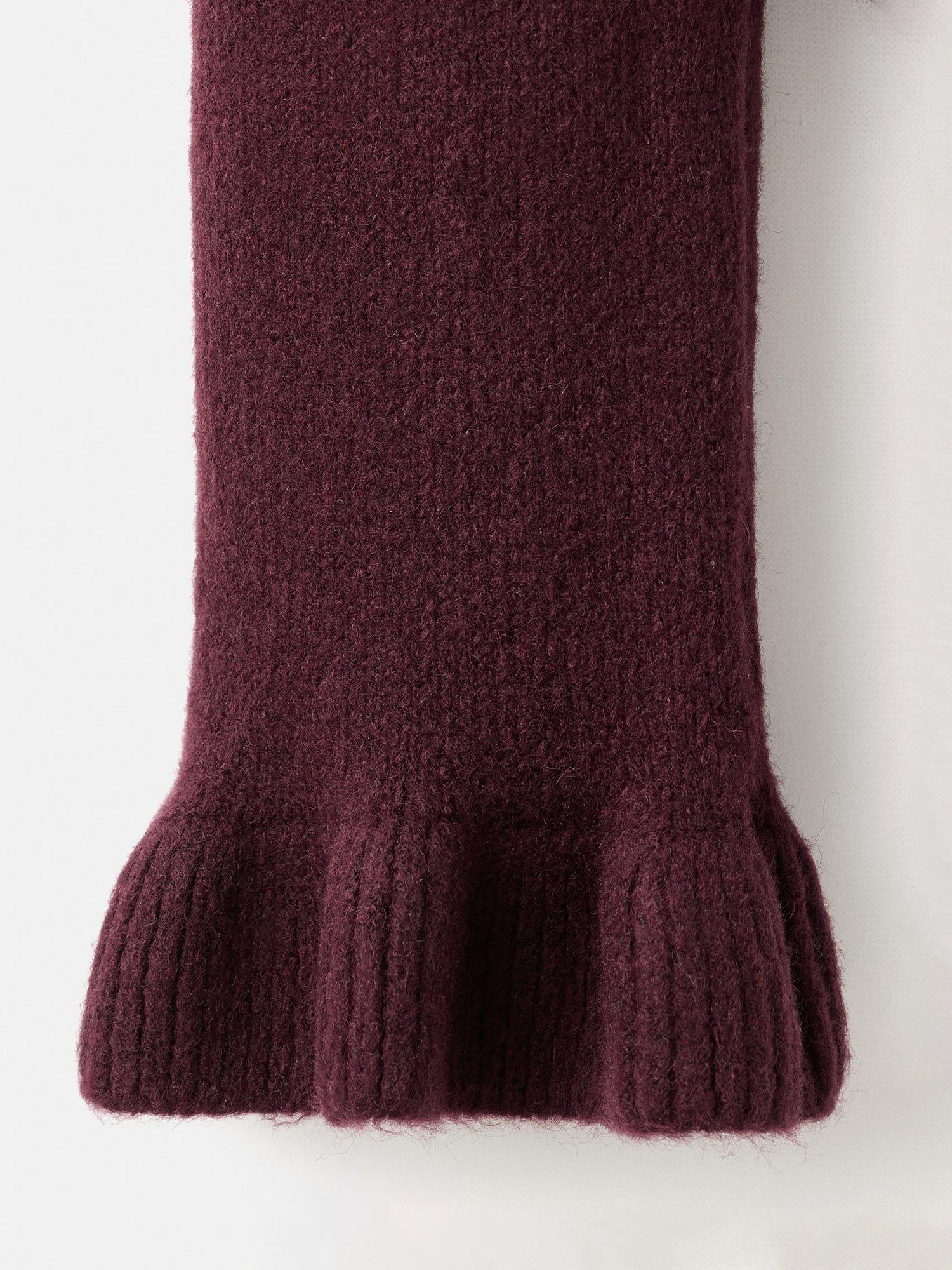 Product image 5 of 7, which shows Mango Fleur Ruffle Knit Cardigan, Dark Red, XXS