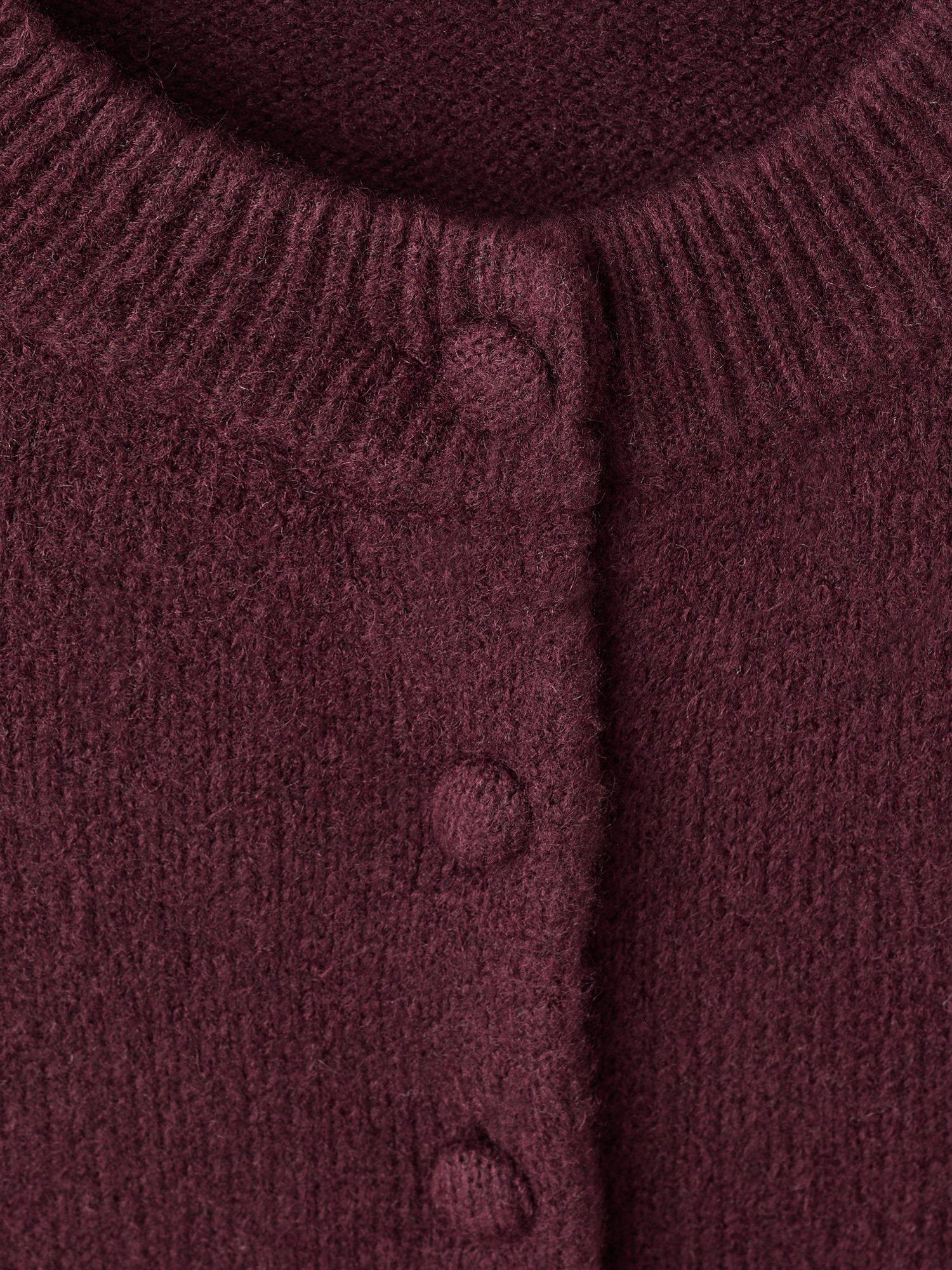 Product image 7 of 7, which shows Mango Fleur Ruffle Knit Cardigan, Dark Red, XXS