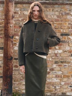 Mango Dita Houndstooth Wool Blend Jacket, Brown, Brown