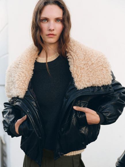 Mango Geraldin Faux Leather Jacket, Black, Black