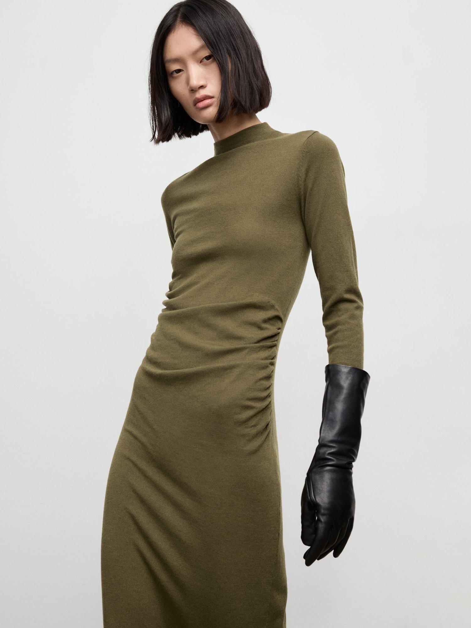 Product image 2 of 8, which shows Mango Brat Midi Dress, Beige/Khaki, 4