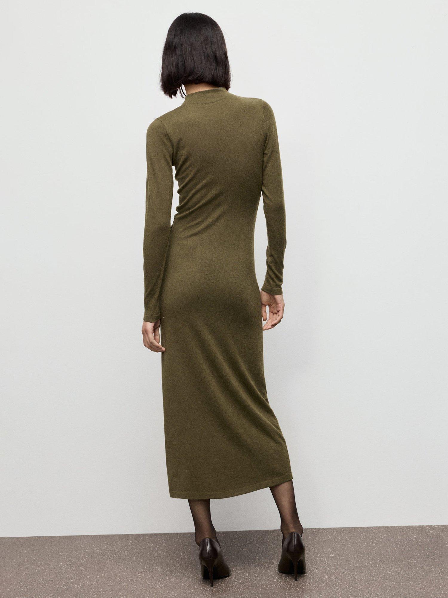 Product image 4 of 8, which shows Mango Brat Midi Dress, Beige/Khaki, 4