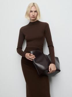 Mango Brat Midi Dress - view 2, Dark Brown