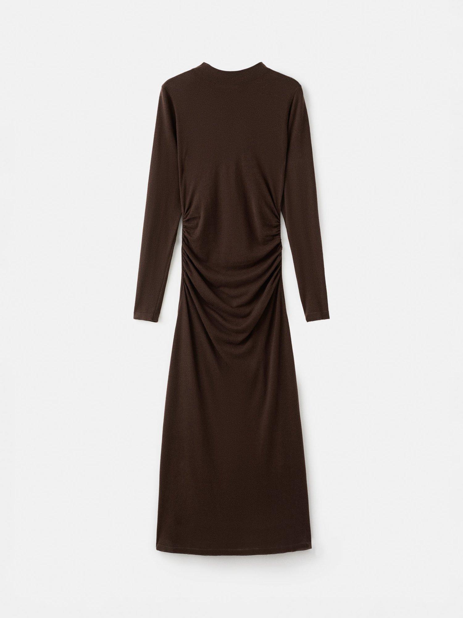 Product image 3 of 8, which shows Mango Brat Midi Dress, Dark Brown, 8