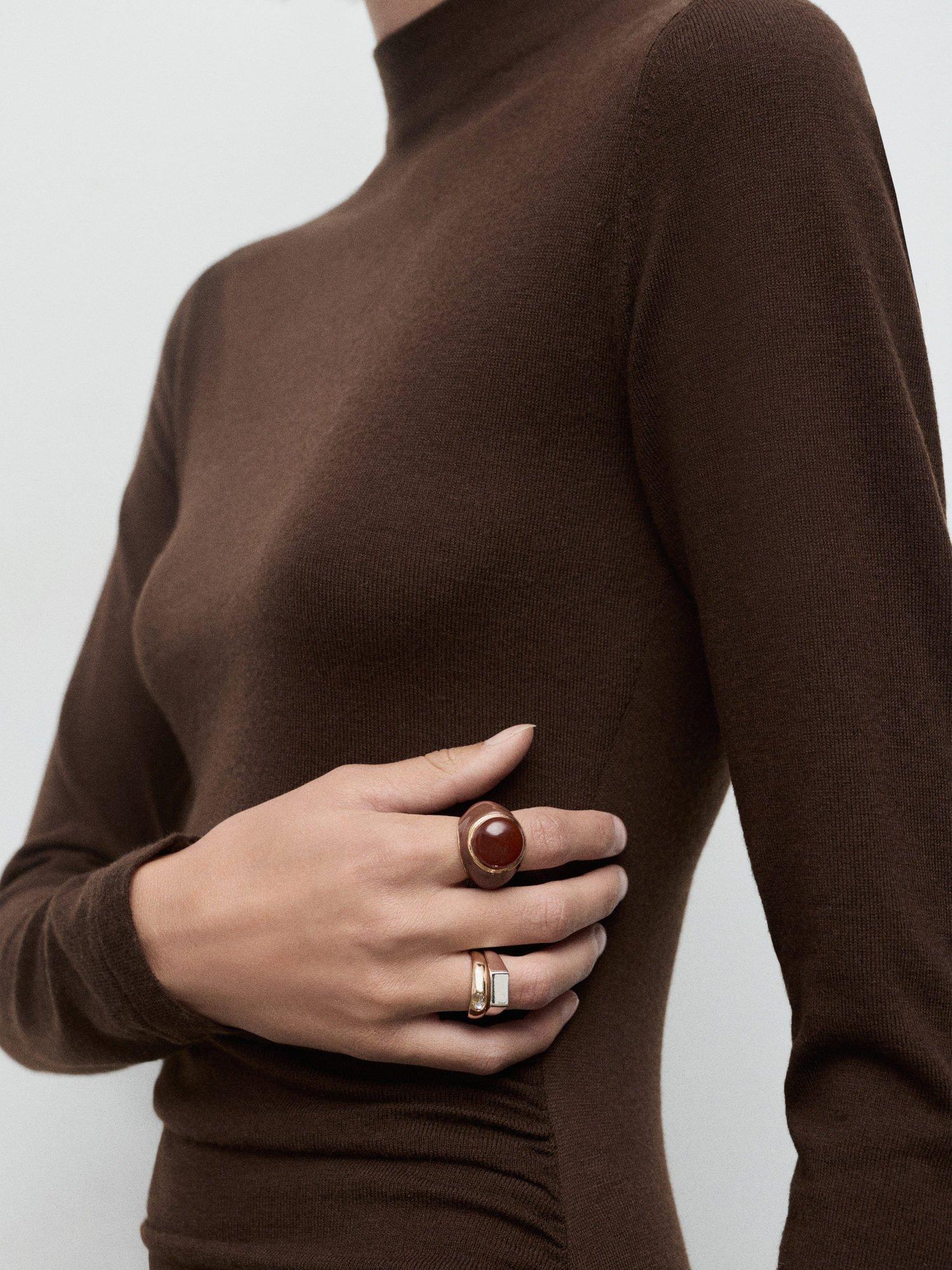 Product image 6 of 8, which shows Mango Brat Midi Dress, Dark Brown, 8