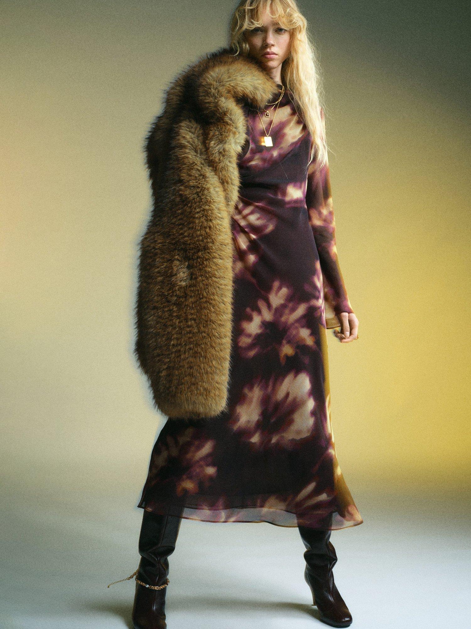 Product image 2 of 8, which shows Mango Giady Tie Dye Mesh Midi Dress, Dark Red, 8