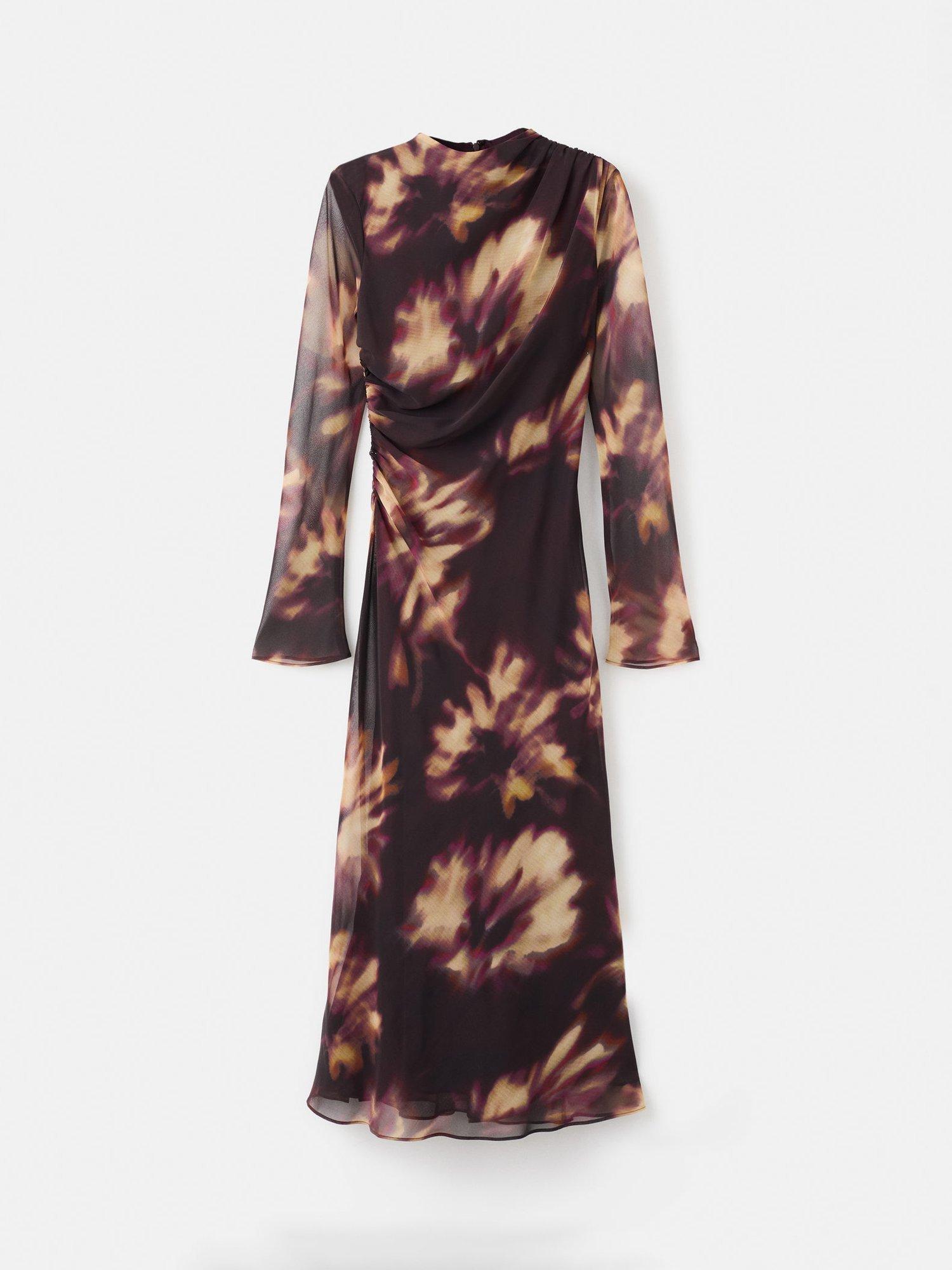 Product image 3 of 8, which shows Mango Giady Tie Dye Mesh Midi Dress, Dark Red, 8