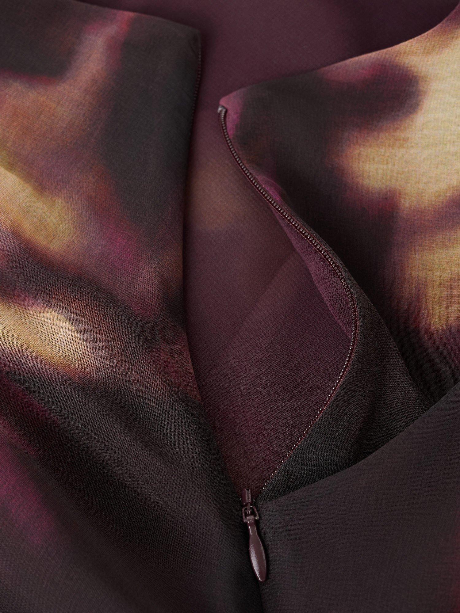 Product image 5 of 8, which shows Mango Giady Tie Dye Mesh Midi Dress, Dark Red, 8