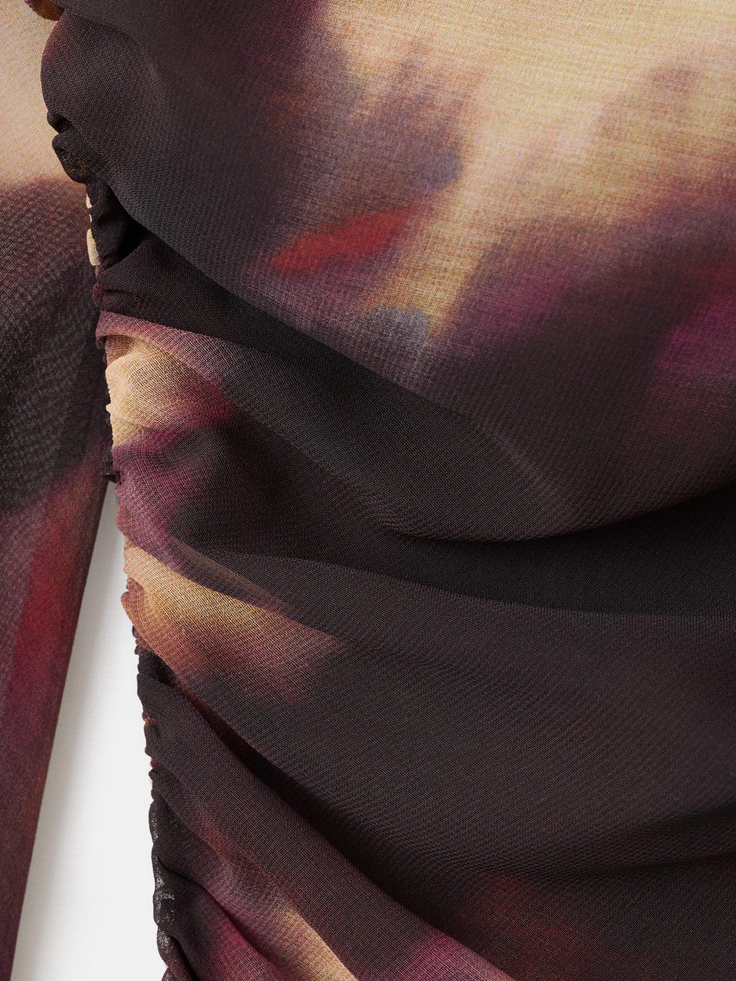 Product image 8 of 8, which shows Mango Giady Tie Dye Mesh Midi Dress, Dark Red, 8