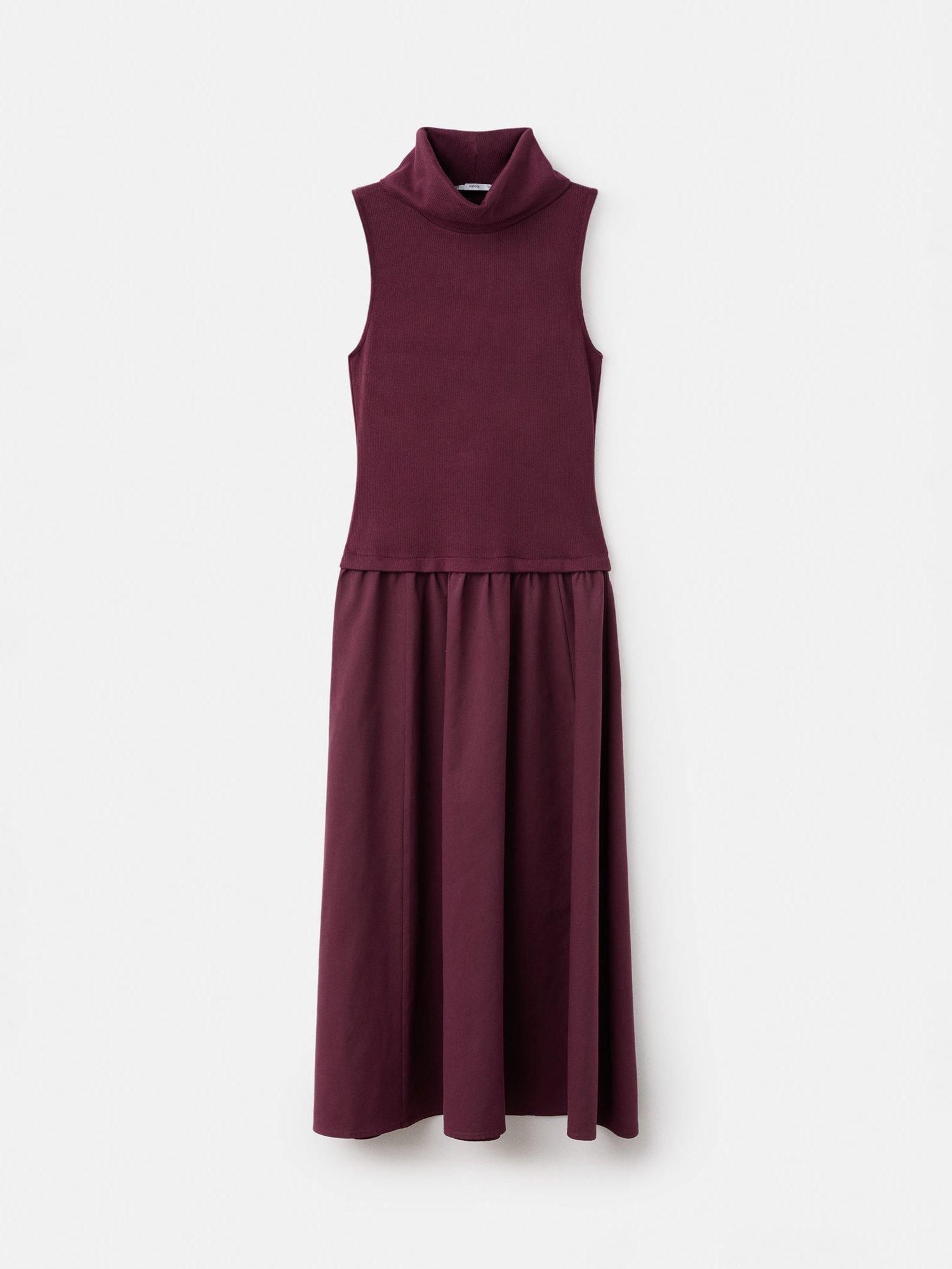 Product image 3 of 8, which shows Mango Ginebra Sleevless Midi Dress, Dark Red, 12