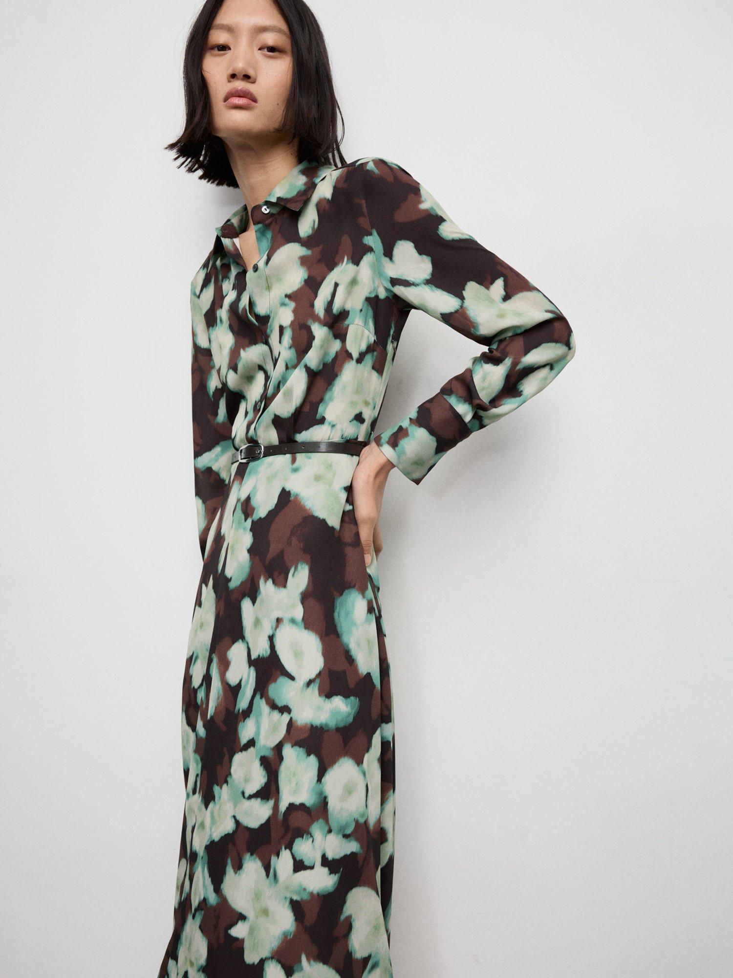Product image 2 of 8, which shows Mango Patrick Floral Shirt Dress, Multi, 10