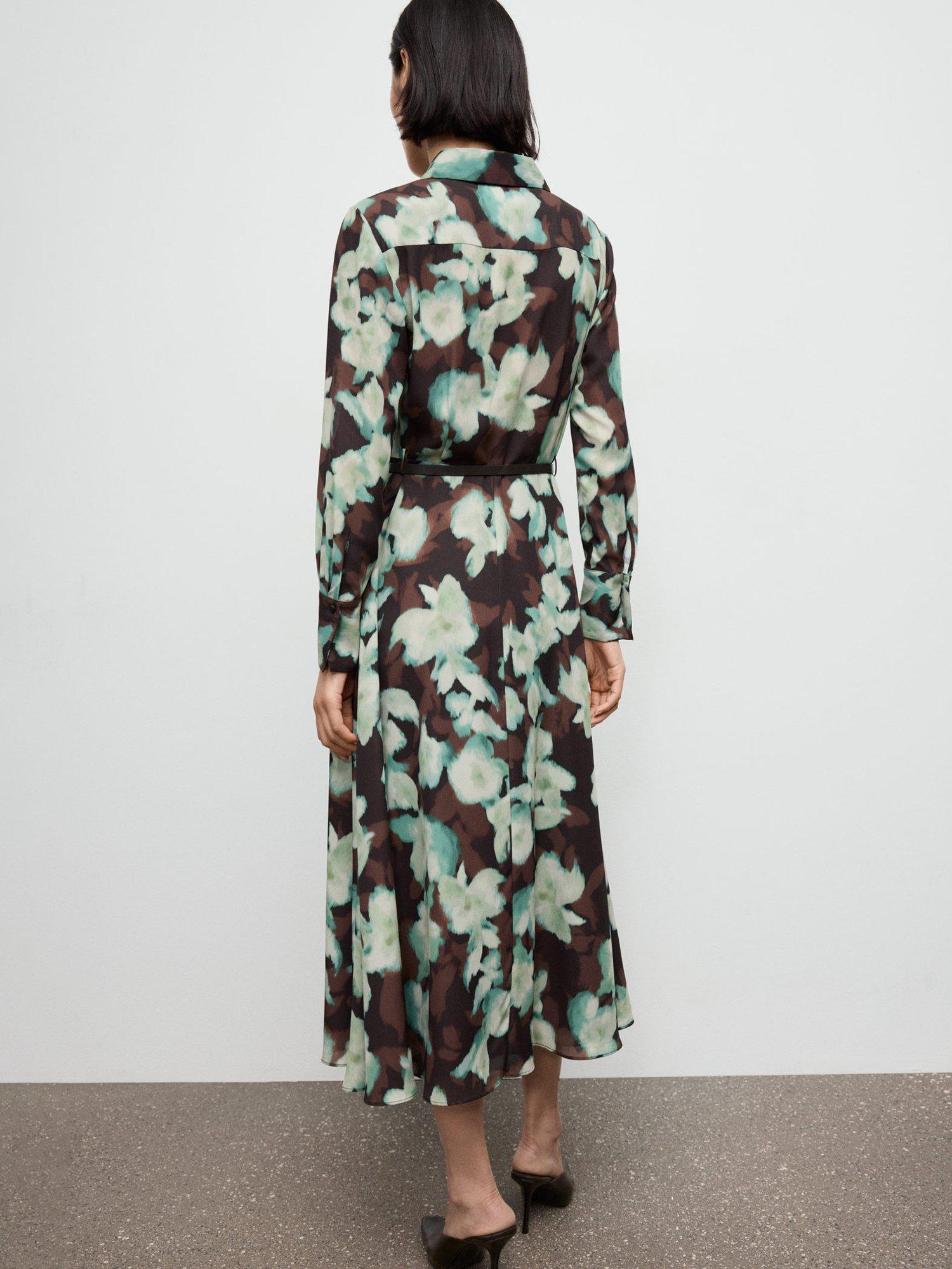 Product image 4 of 8, which shows Mango Patrick Floral Shirt Dress, Multi, 10