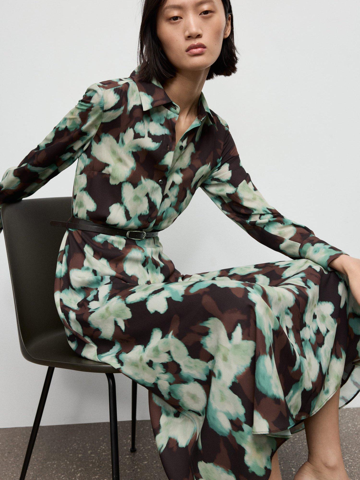 Product image 7 of 8, which shows Mango Patrick Floral Shirt Dress, Multi, 10