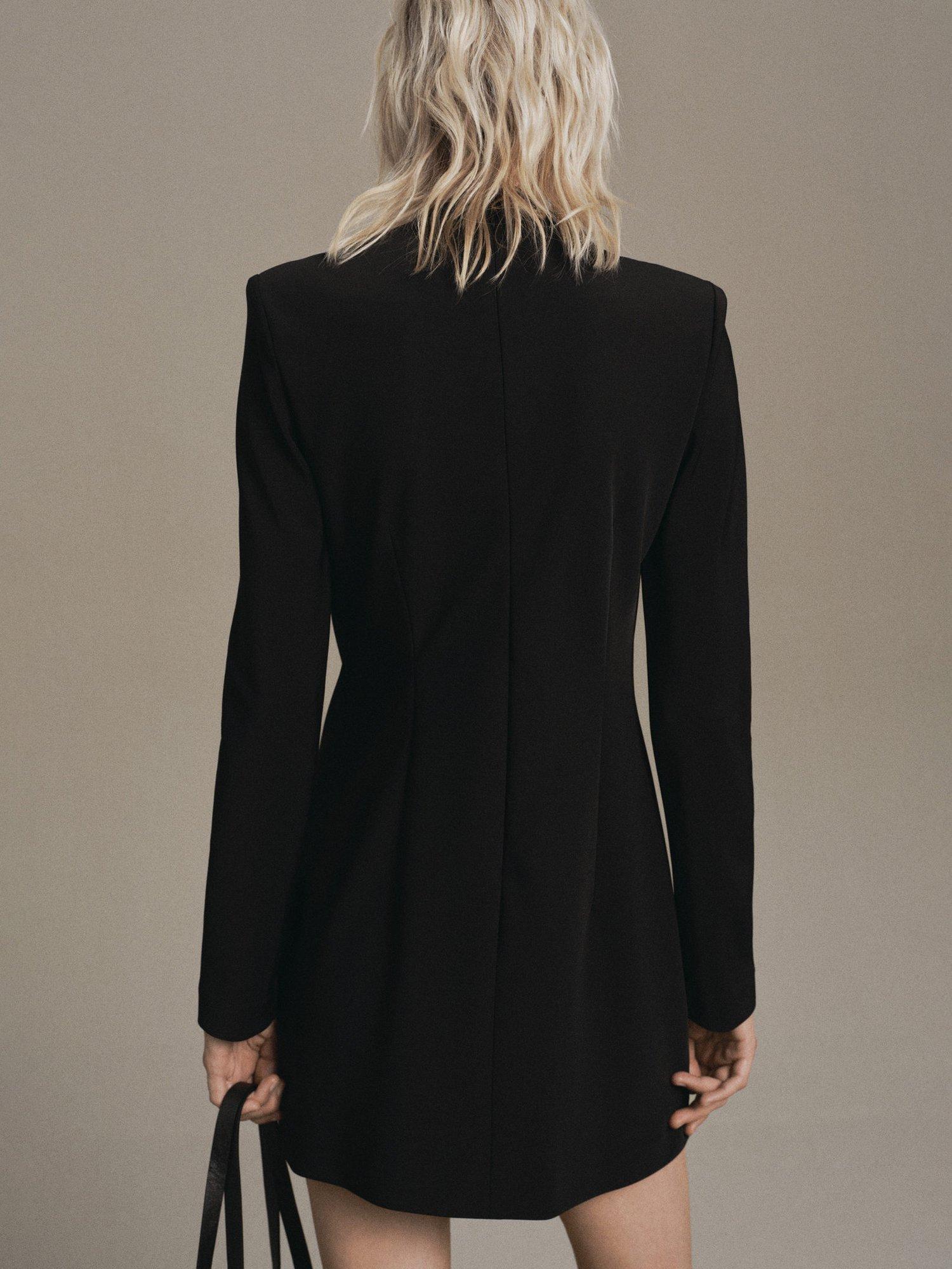 Product image 4 of 6, which shows Mango Natan Drape Neck Mini Dress, Black, 8
