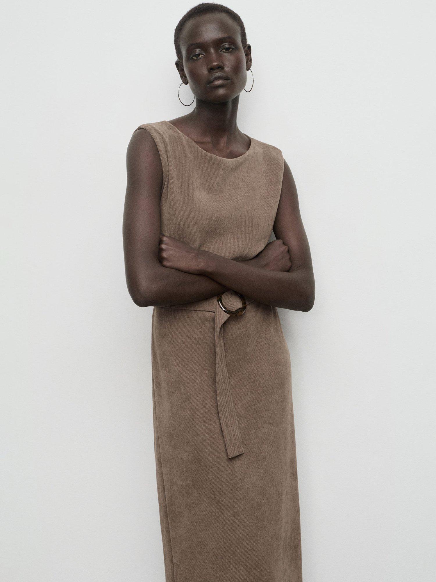 Product image 1 of 7, which shows Mango Lydia Belted Knit Dress, Brown, 10