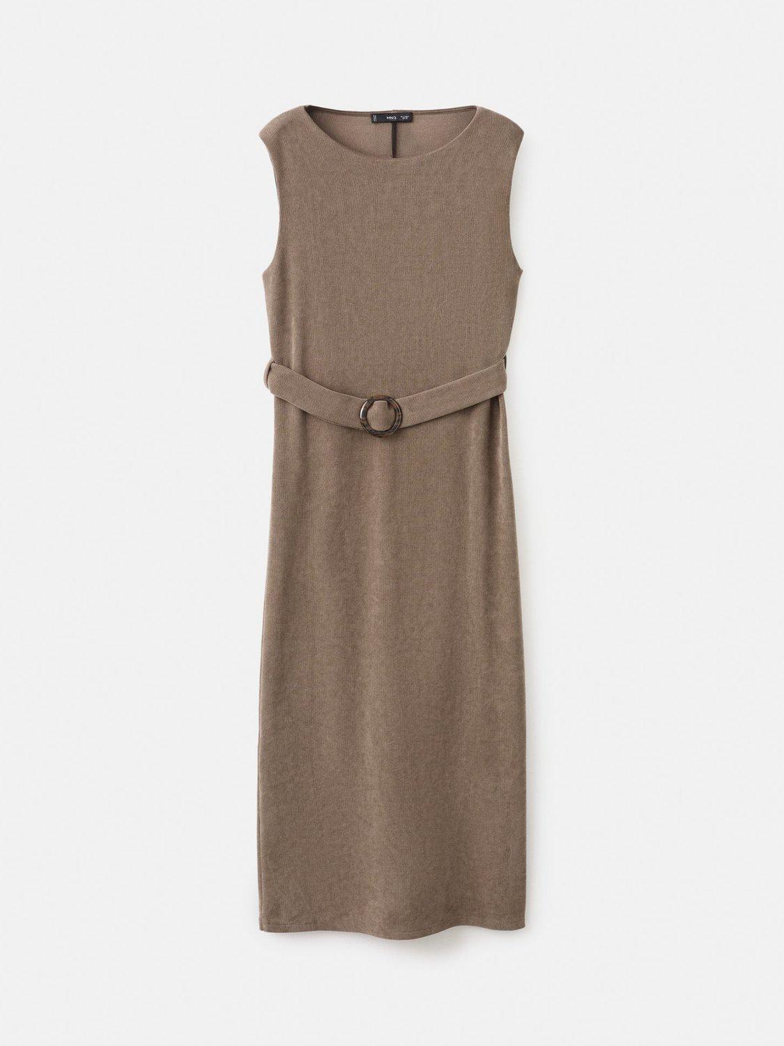Product image 3 of 7, which shows Mango Lydia Belted Knit Dress, Brown, 10