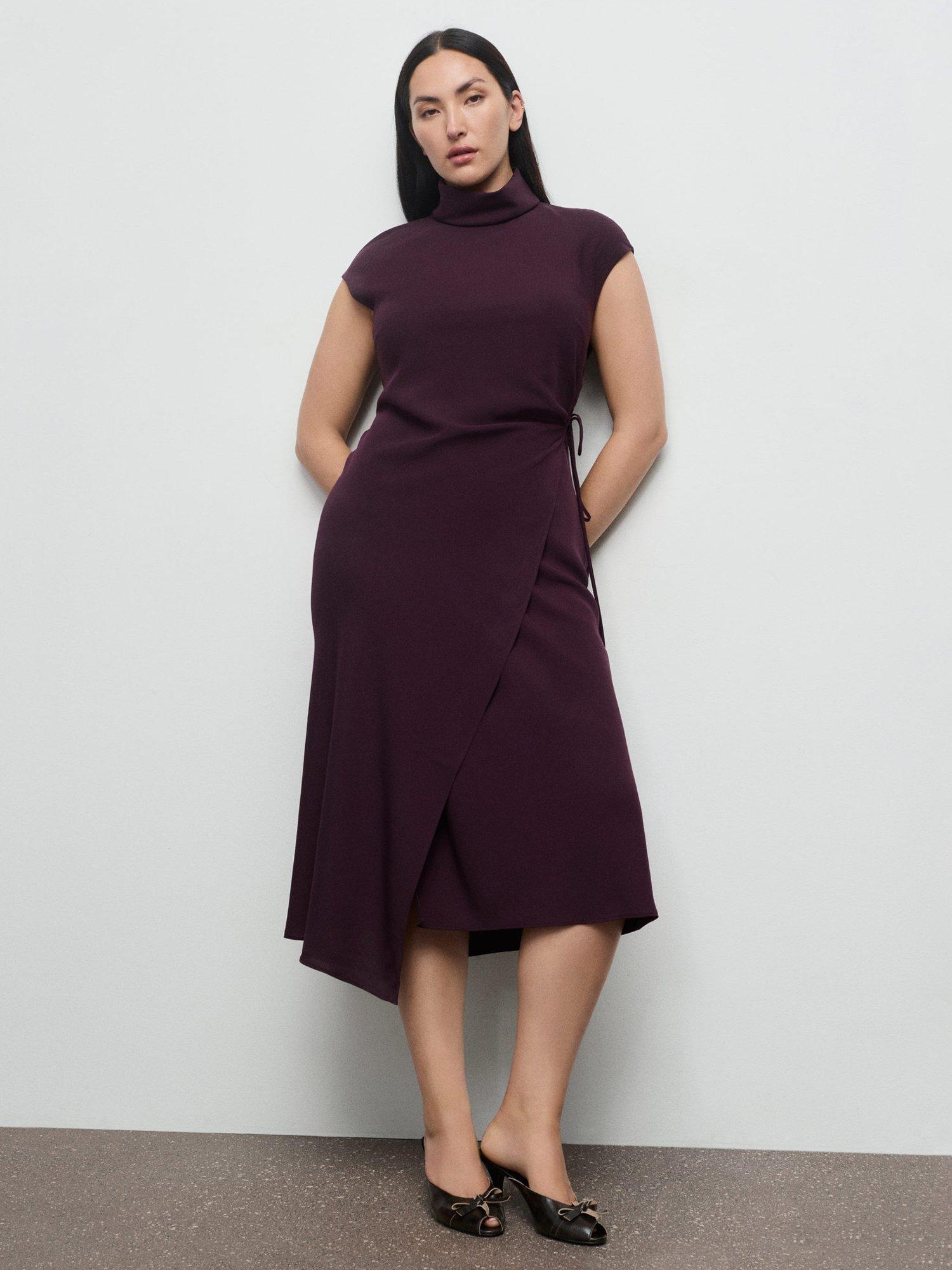 Product image 1 of 8, which shows Mango Penny Turtleneck Wrap Dress, Medium Purple, 4