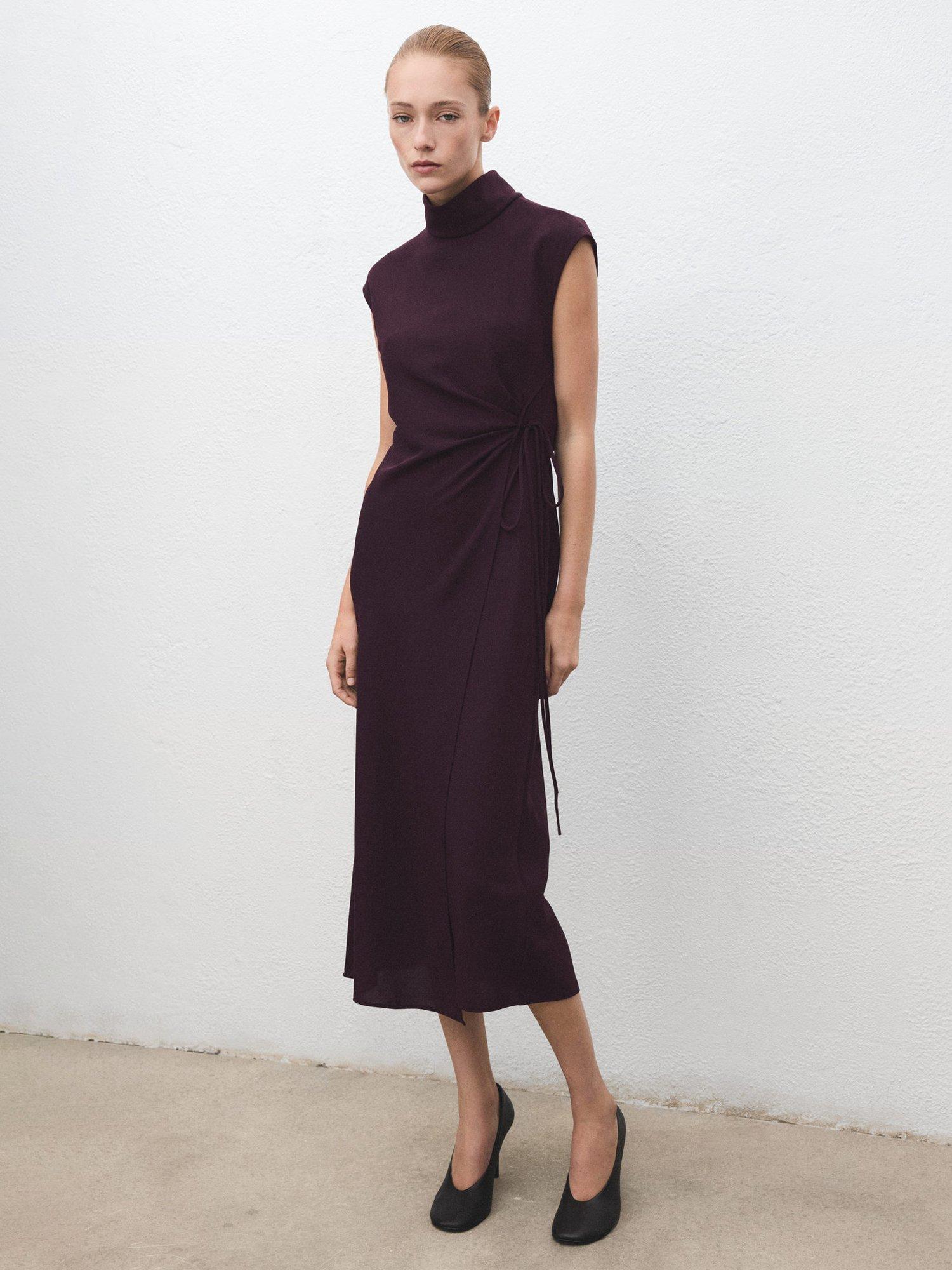 Product image 7 of 8, which shows Mango Penny Turtleneck Wrap Dress, Medium Purple, 4