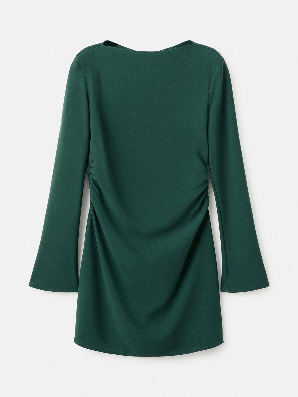 Product image 3 of 8, which shows Mango Saha Ruched Mini Dress, Bright Green, 10