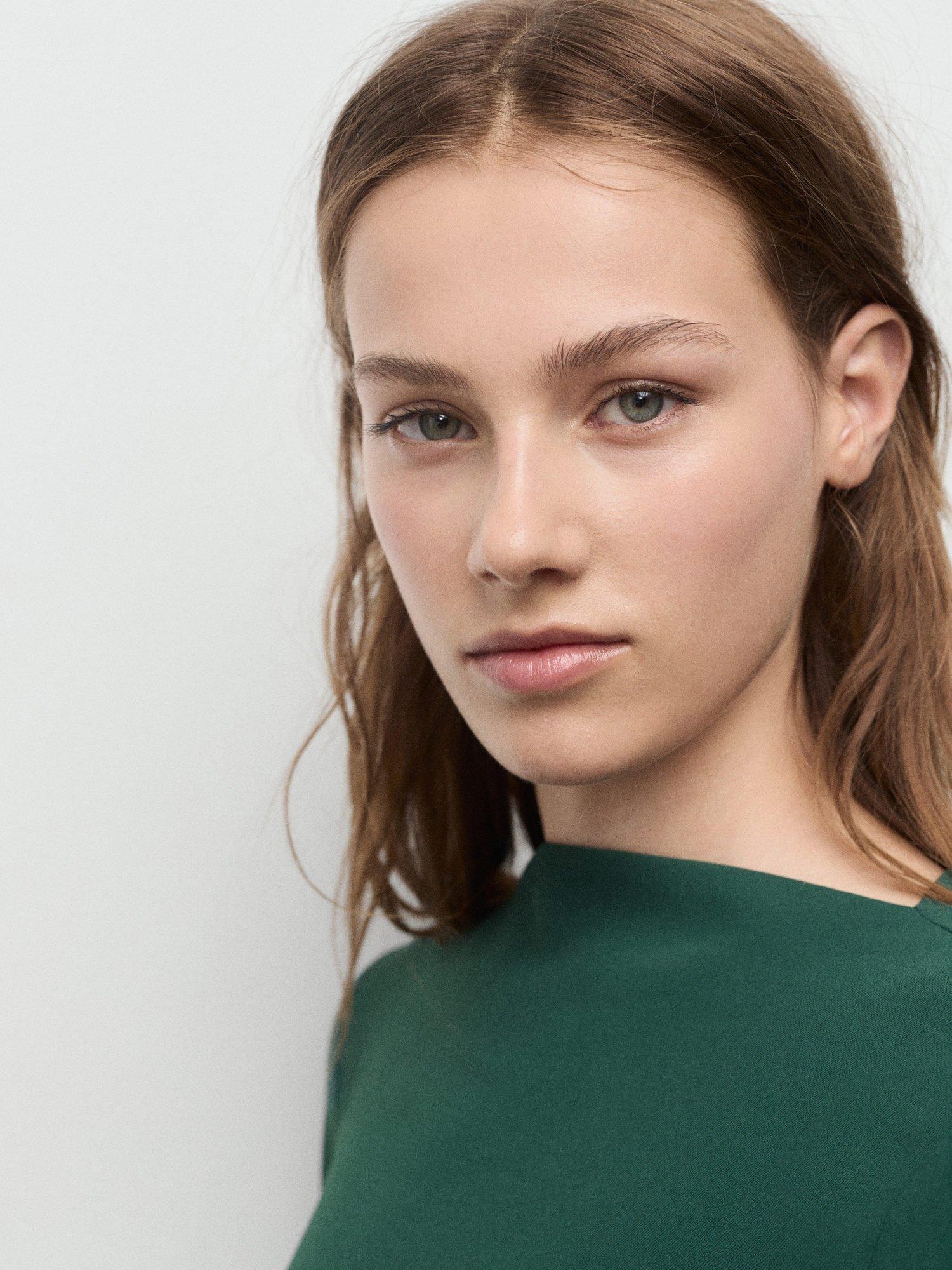 Product image 6 of 8, which shows Mango Saha Ruched Mini Dress, Bright Green, 10