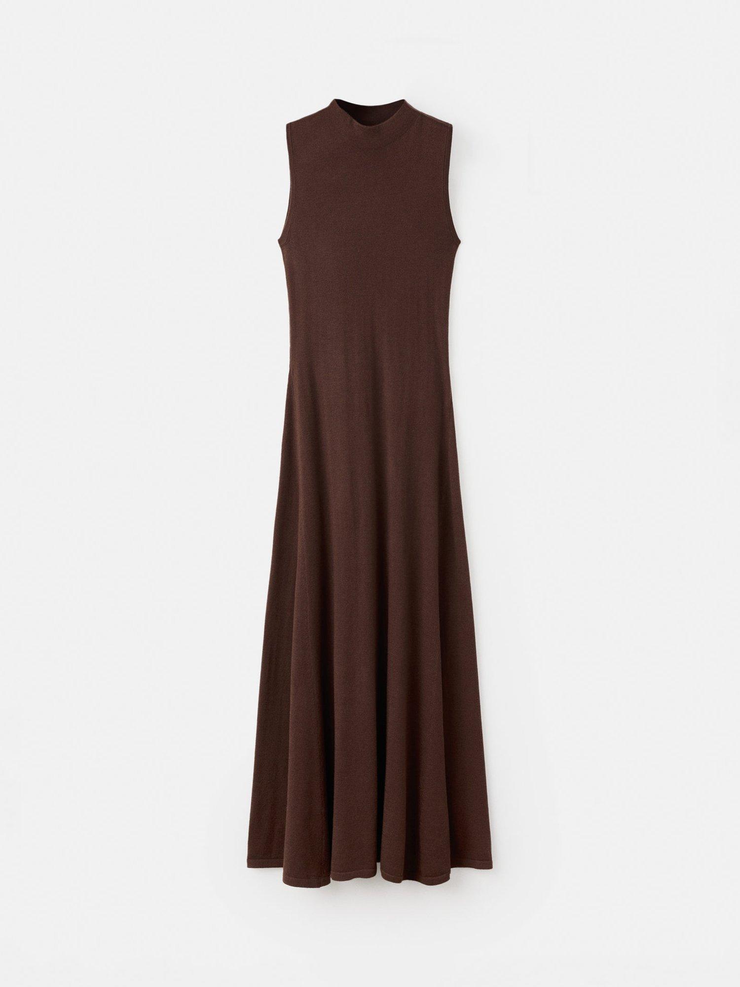 Product image 3 of 9, which shows Mango Trufa High Neck Maxi Dress, Dark Brown, 10