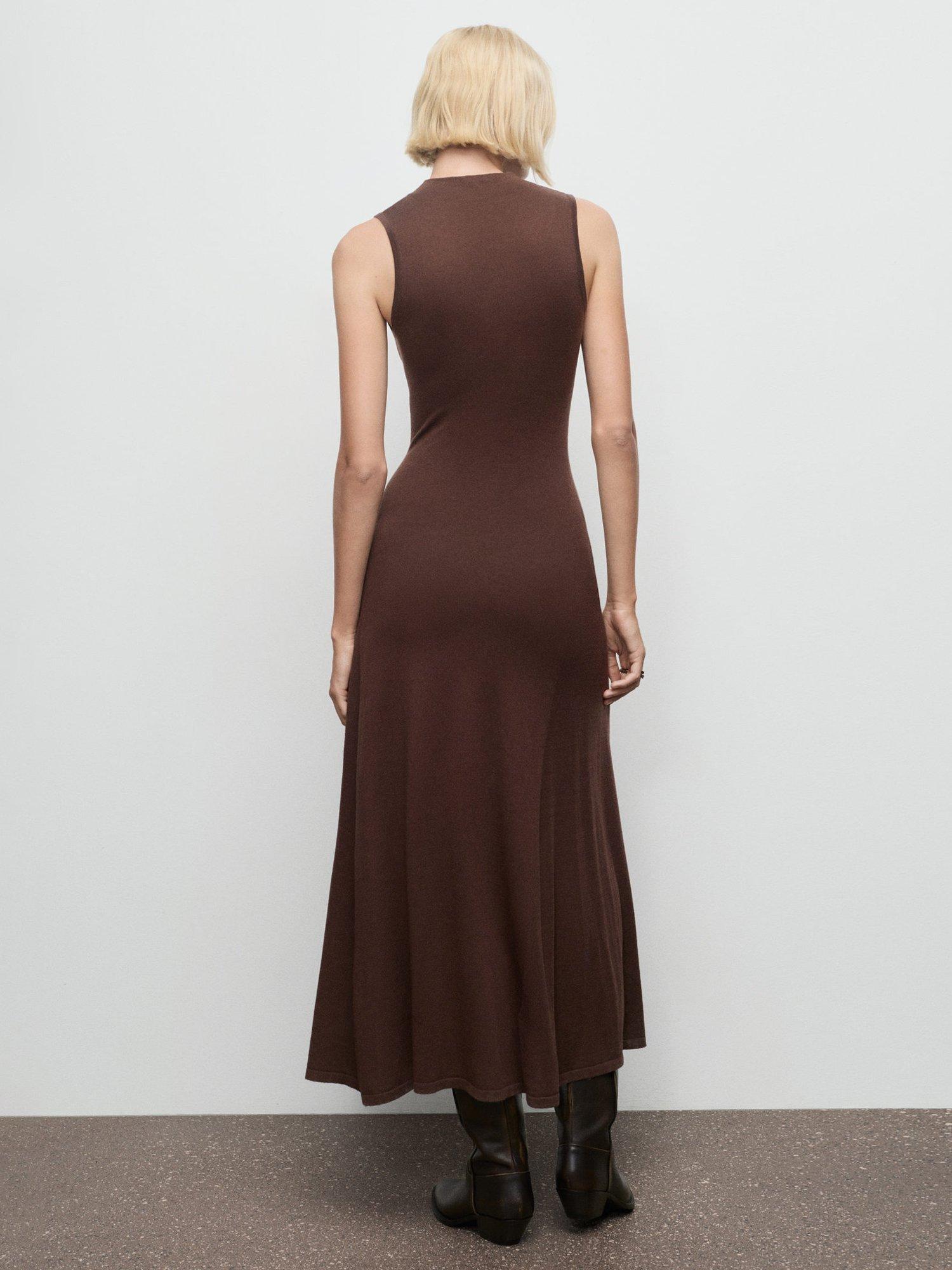 Product image 4 of 9, which shows Mango Trufa High Neck Maxi Dress, Dark Brown, 10