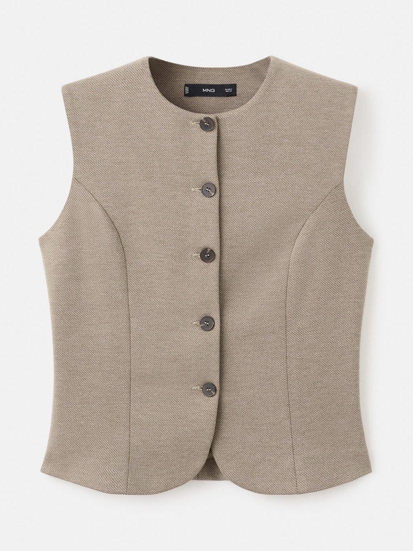 Product image 4 of 6, which shows Mango Luca Tailored Waistcoat, Brown, L