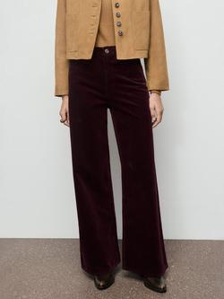 Mango Carmen Corduroy Wide Leg Jeans, Dark Red, Dark Red