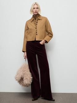 Mango Carmen Corduroy Wide Leg Jeans, Dark Red - view 2, Dark Red