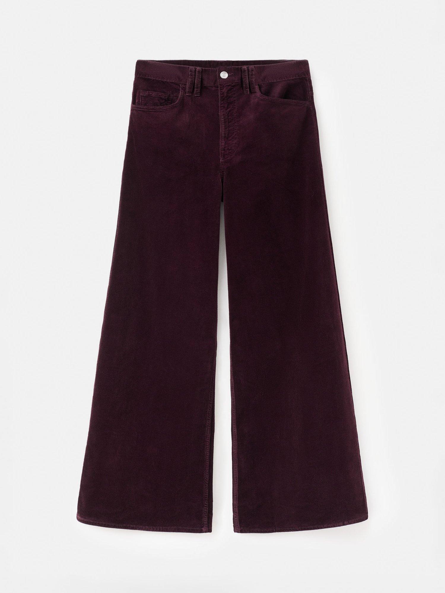 Product image 3 of 8, which shows Mango Carmen Corduroy Wide Leg Jeans, Dark Red, 12